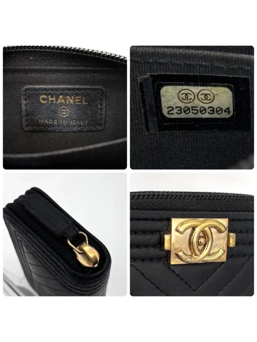 Chanel Boy She Blanc Coin Case Black Lambskin